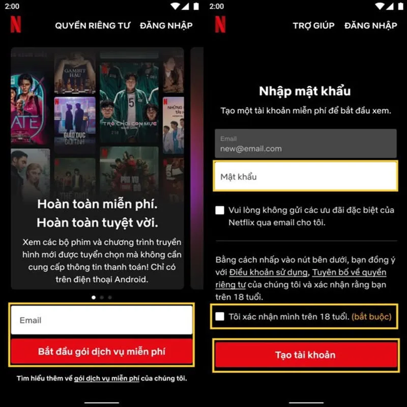 alt text bằng tiếng Việt: Hướng dẫn đăng ký tài khoản Netflix miễn phí