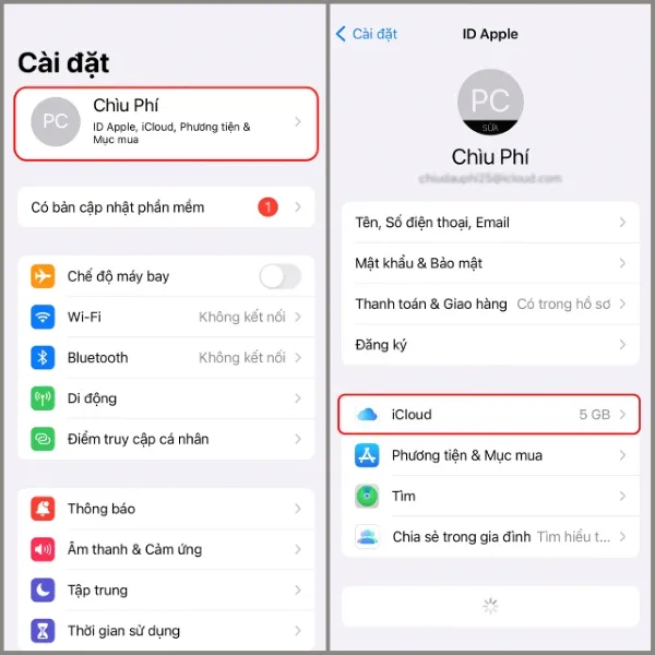 Bật đồng bộ danh bạ trên iCloud