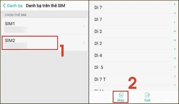 Nhấn Nhập để tiến hành chuyển danh bạ từ máy sang sim