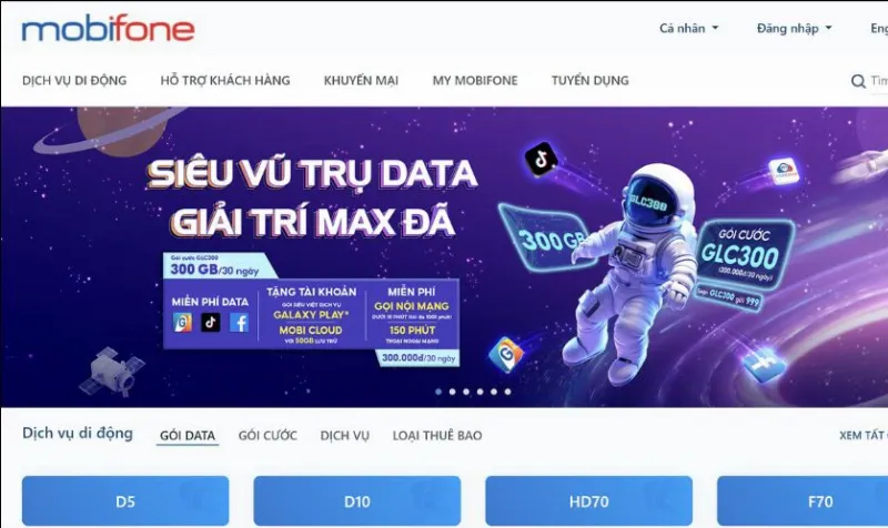 Tra cứu thông tin trên website nhà mạng