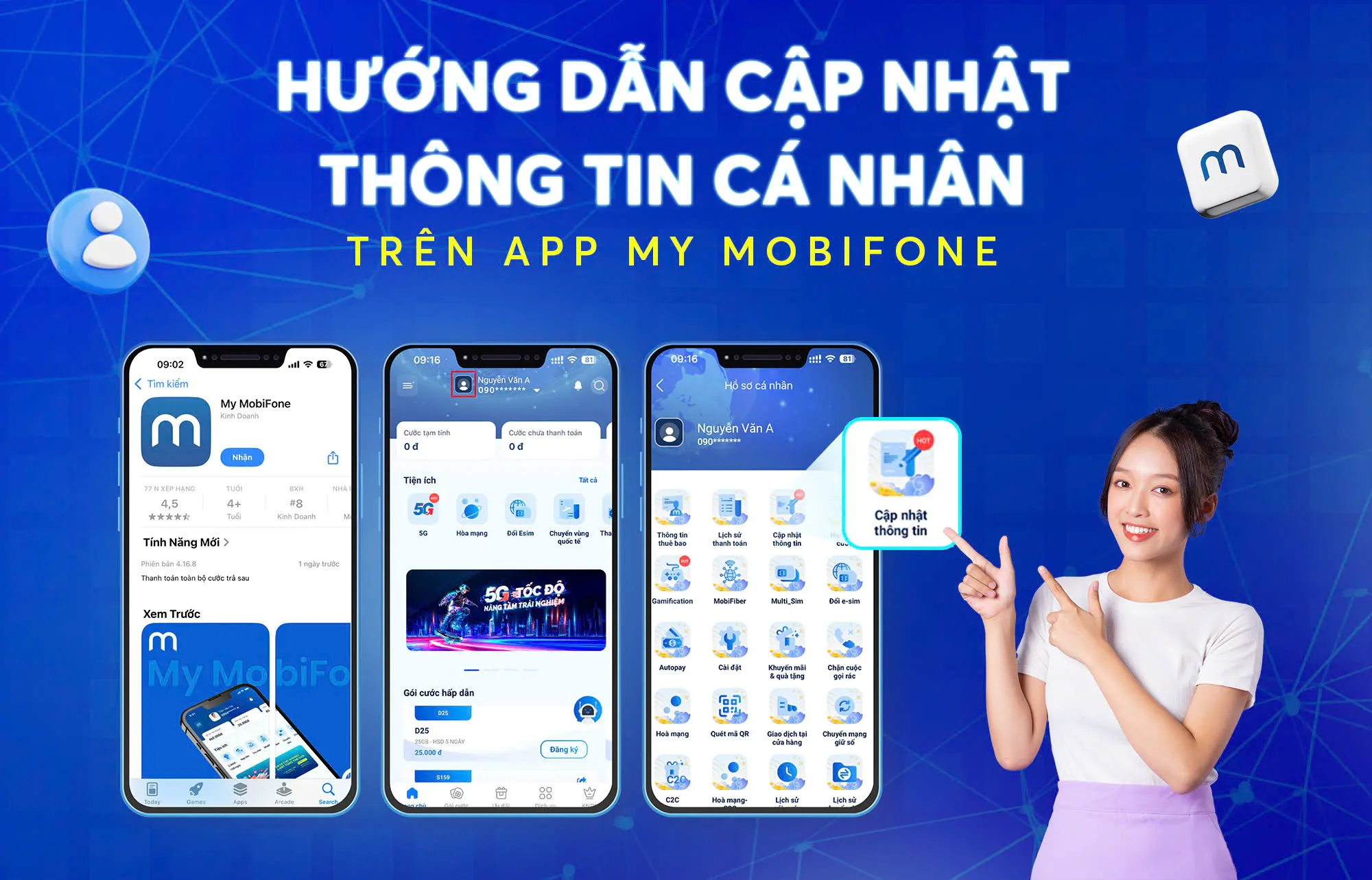 Màn hình My MobiFone hiển thị các điều kiện cần để cập nhật thông tin thuê bao online