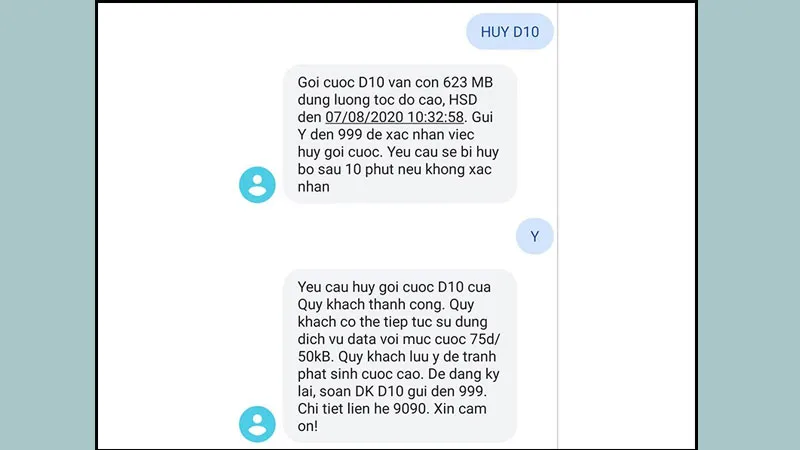 Soạn tin nhắn hủy gói cước 4G MobiFone