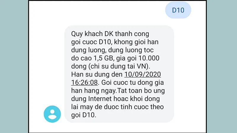 Soạn tin nhắn đăng ký gói cước 4G MobiFone bước 2
