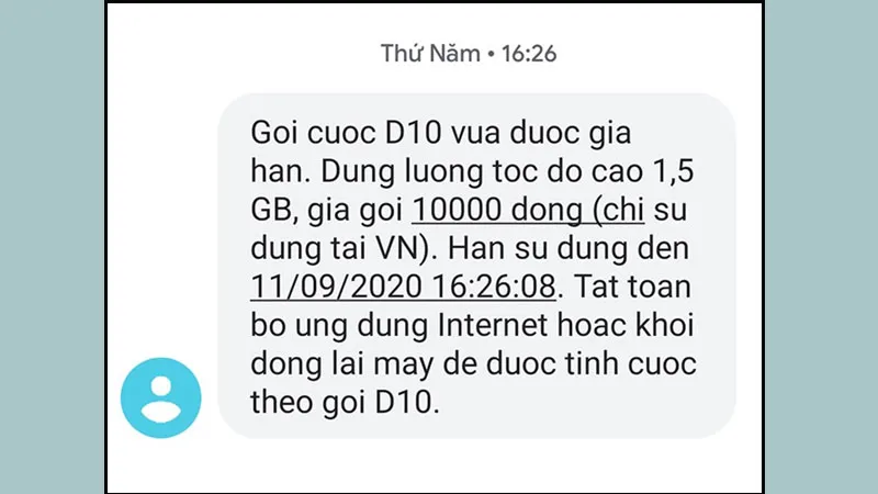 Cú pháp KGH hủy gia hạn tự động gói MobiFone