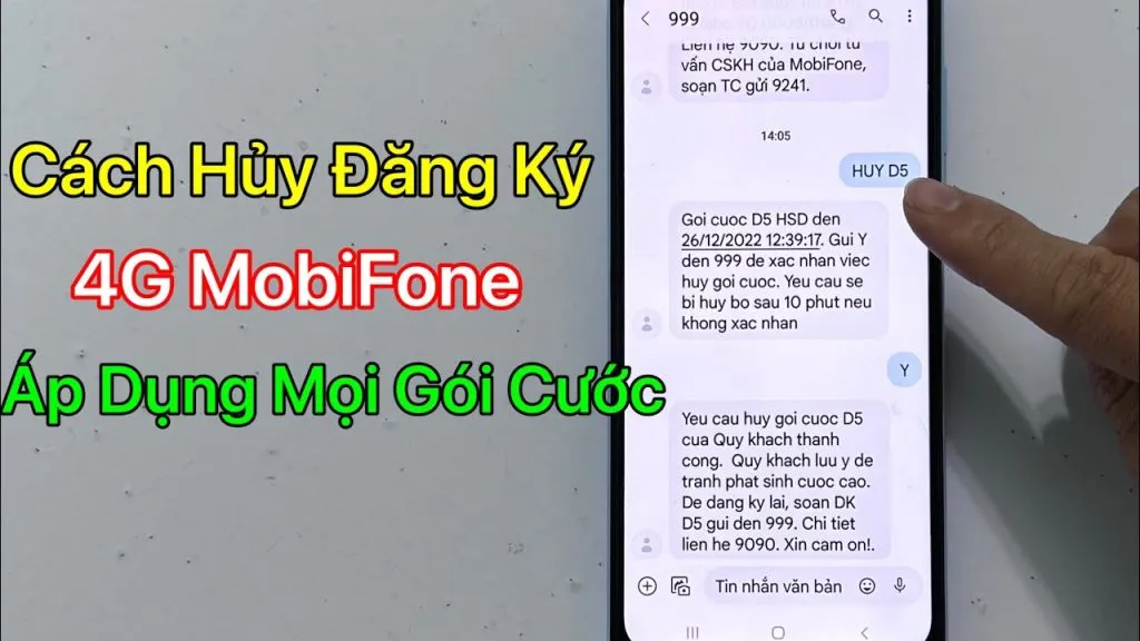 Cách hủy gói cước 4G MobiFone qua tin nhắn SMS
