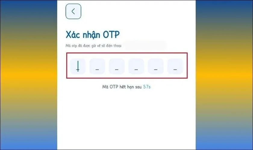 Nhập mã OTP được gửi đến số điện thoại MobiFone để xác thực