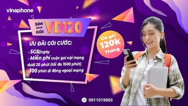 Đăng ký gói VD120 VinaPhone qua ứng dụng