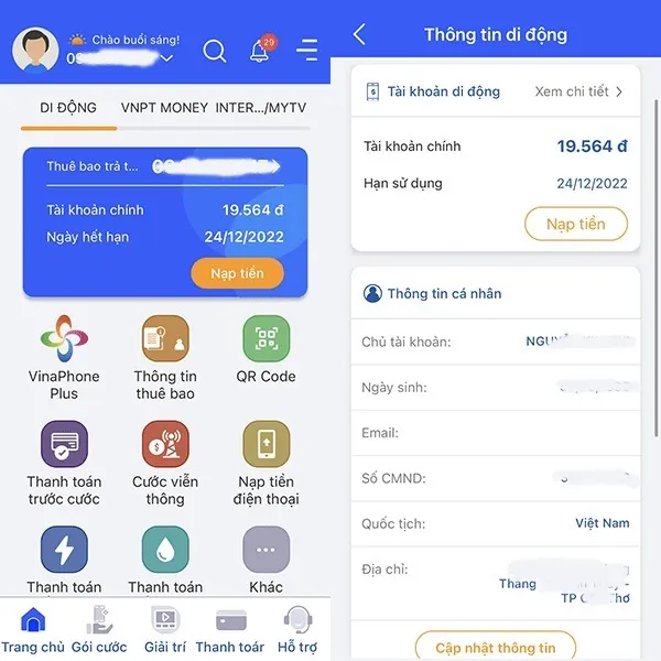 Hướng dẫn tra cứu thông tin thuê bao VinaPhone chính chủ trên ứng dụng My VNPT