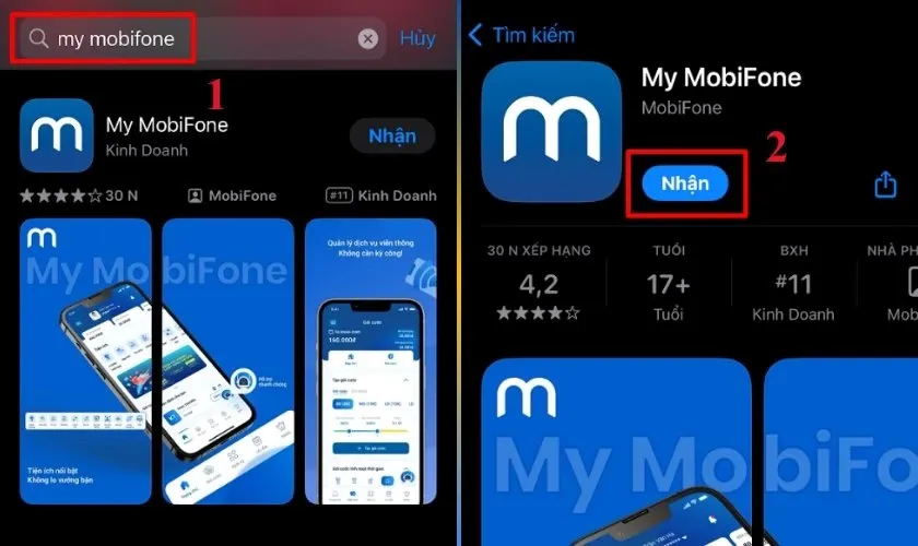 Tìm và tải ứng dụng My MobiFone trên cửa hàng ứng dụng