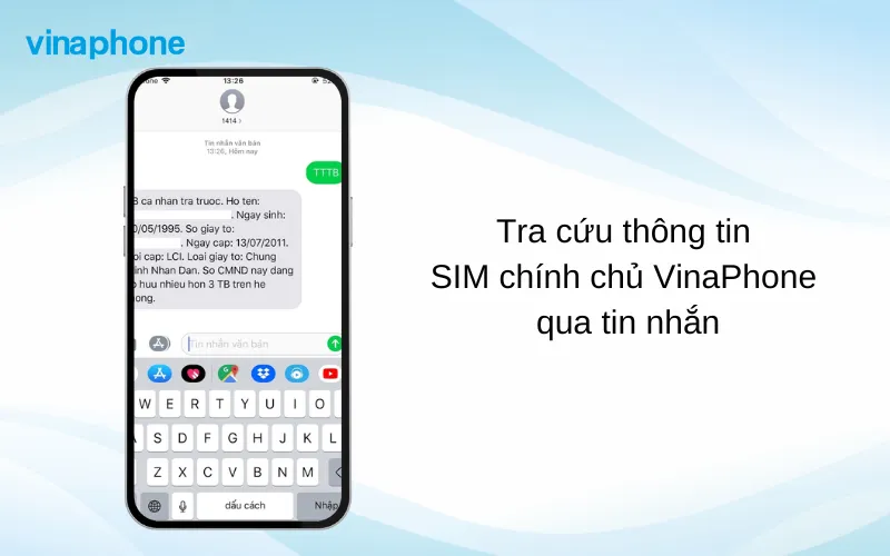 Cách tra cứu sim chính chủ VinaPhone qua tin nhắn TTTB 1414