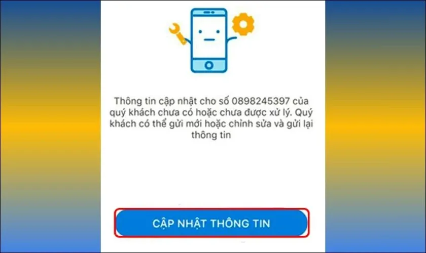 Chọn Cập nhật thông tin để tiến hành đăng ký chính chủ