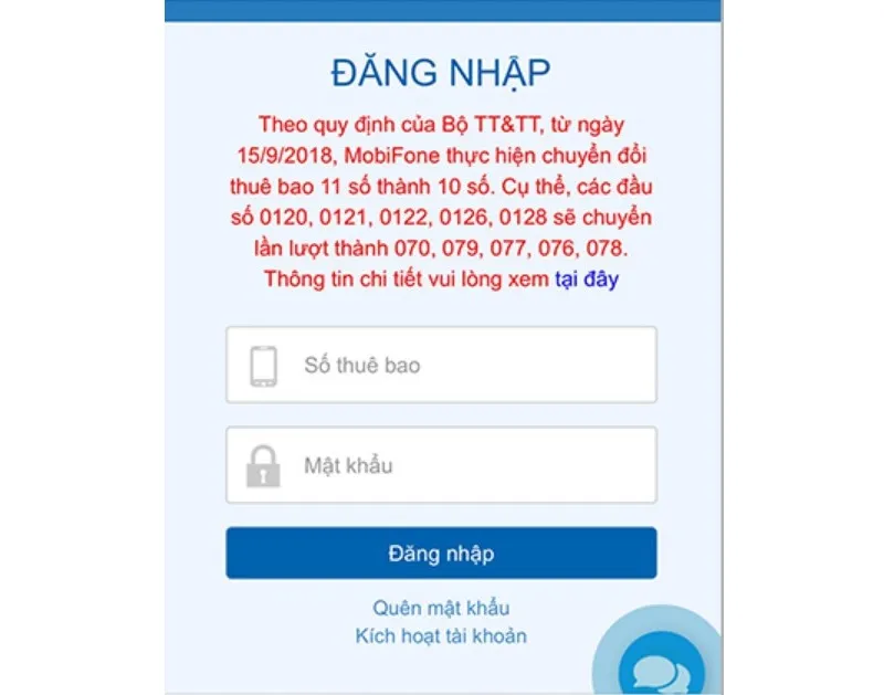 Đăng nhập tài khoản MobiFone trên website mobifone.vn để tra cứu thông tin